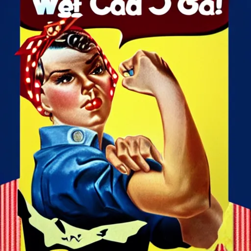 Image similar to rosie the riveter with a catfish head