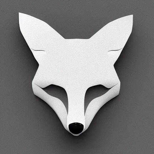 Image similar to an abstract, simplified icon depicting a fox's head, eyes open, white background, elegant, award-winning, clever, render, blender, 3d, high quality, app, ios