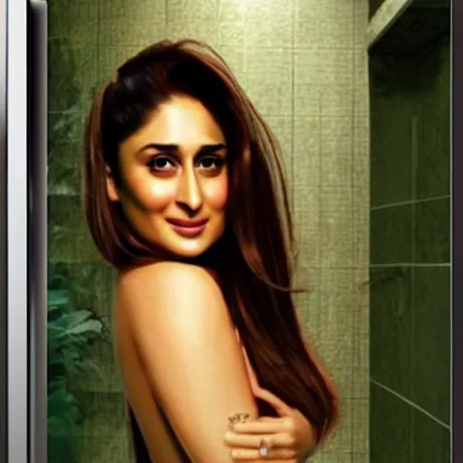 Image similar to kareena kapoor portrait in shower, realistic