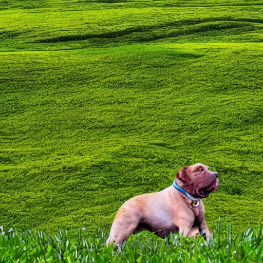 Prompt: slobber over clovers on the side of the hill, surreal