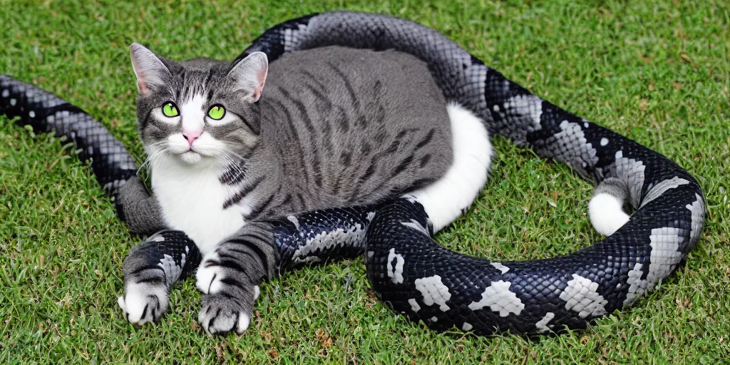 Image similar to cat in costume of snake
