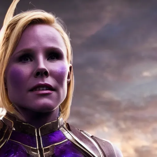Prompt: kristen bell as thanos, hd 4k photo