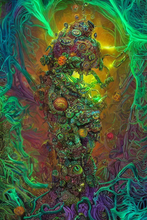 Image similar to creature sushi roots cactus elemental flush of force nature micro world fluo light deepdream a wild amazing steampunk baroque ancient alien creature, intricate detail, colorful digital painting radiating a glowing aura global illumination ray tracing