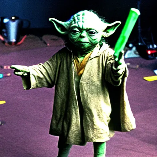 Image similar to yoda performing at woodstock