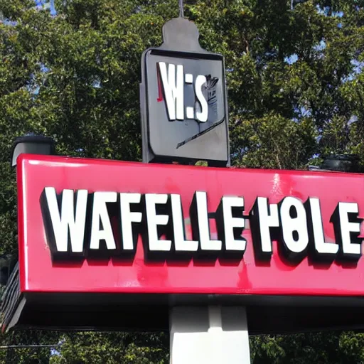 Image similar to waffle house sign, funny jumbled letters