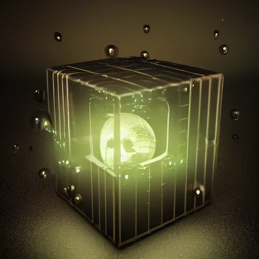 Prompt: product advertisement for a mystical ethereal cube, alien, futuristic, scifi, octane render, award winning