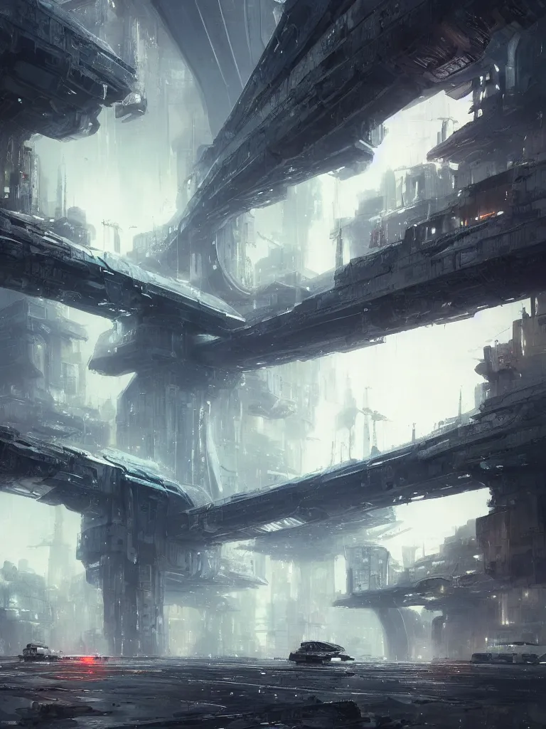 Image similar to concept art of an enormous bridge leading into a gigantic sci - fi white dome, grimy, gritty, blade runner 2 0 4 9, trending on artstation, award winning painting, cgi, art by john berkey and anton fadeev and john howe and simon stalenhag