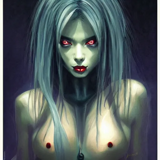 Image similar to portrait of takaonna demon, misty night, beautiful! coherent! by brom! deep colors, strong lines, high contrast