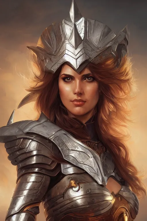 Image similar to amazon valkyrie athena, d & d, fantasy, portrait, highly detailed, headshot, digital painting, trending on artstation, concept art, sharp focus, illustration, art by artgerm and greg rutkowski and magali villeneuve