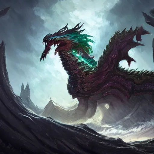 Prompt: The epic thunder serpent dragon, epic fantasy style, in the style of Greg Rutkowski, hearthstone artwork