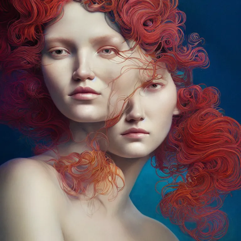 Image similar to woman with coral reef hair portrait soft light painted by james jean and moebius and erik jones, inspired by mary jane ansell, smooth face feature, intricate oil painting, high detail 3 d render, sharp high detail