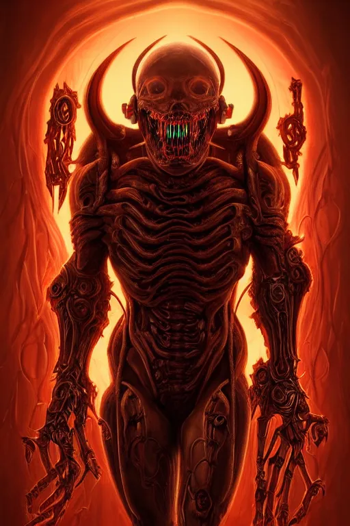 Image similar to beautiful cinematic infernal biomechanical torment poster, hybrid from doom and art direction by darius zawadzki ; by artgerm ; wayne reynolds art station ; cinematic quality character render ; low angle ; ultra high quality model ; production quality cinema model ;