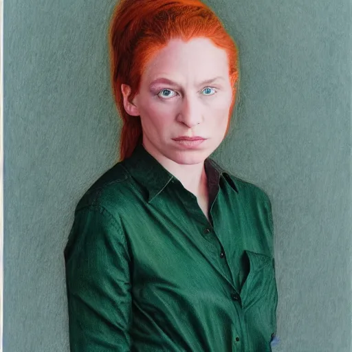 Image similar to SOPHIE the artist, photographed by Annie Leibovitz, color pencil drawing