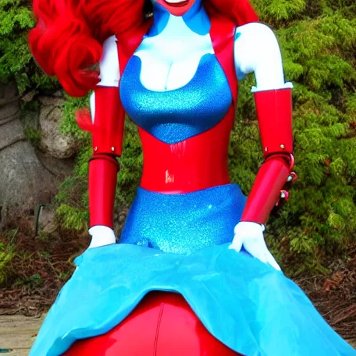 Prompt: robotic Ariel the little mermaid, bloodlust