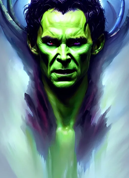 Image similar to a _ fantasy _ style _ portrait _ painting _ of the god of mischief, wicked, oil _ painting _ unreal _ 5 _ daz. _ rpg _ portrait _ extremely _ detailed _ artgerm _ greg _ rutkowski _ greg