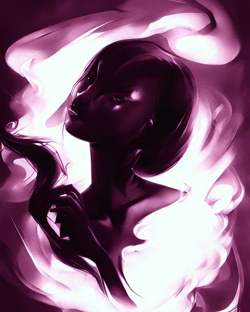 Image similar to black crimson ink smoke portrait of mew, artgerm, wlop, artstation