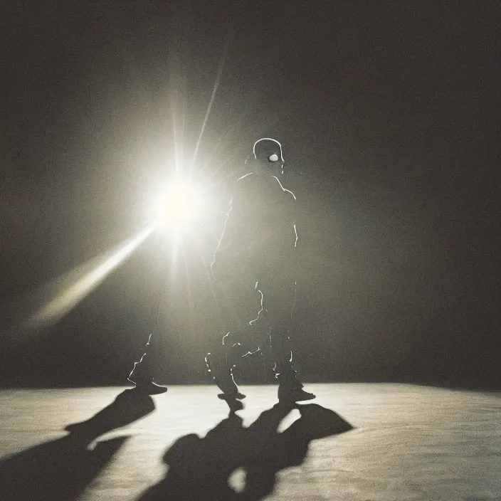 Prompt: A photo of Kanye West walking with spirits, by Annie Leibovitz. Kodak Portra 800 film. Depth of field. whirl bokeh. Melancholic. detailed. hq. realistic. warm light. Filmic. Dreamy. lens flare. Leica M9, f/1.2, symmetrical balance, in-frame