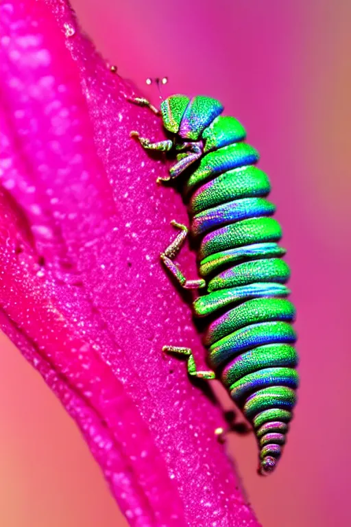 Image similar to high quality close-up photo pearlescent caterpillar! gorgeous highly detailed hannah yata elson peter cinematic pink lighting high quality low angle hd 8k sharp shallow depth of field