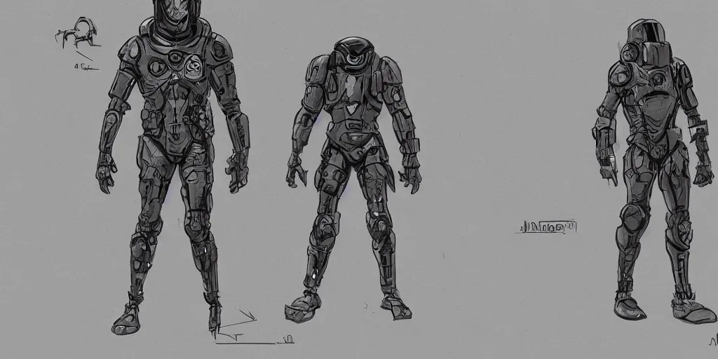 Image similar to male, fully body, elongated figure, science fiction space suit with a helmet, large shoulders, short torso, long thin legs, tiny feet, character sheet, funko, digital sketch, hyperdetailed, dieselpunk, stylized character design, concept design, in the style of mike mignola