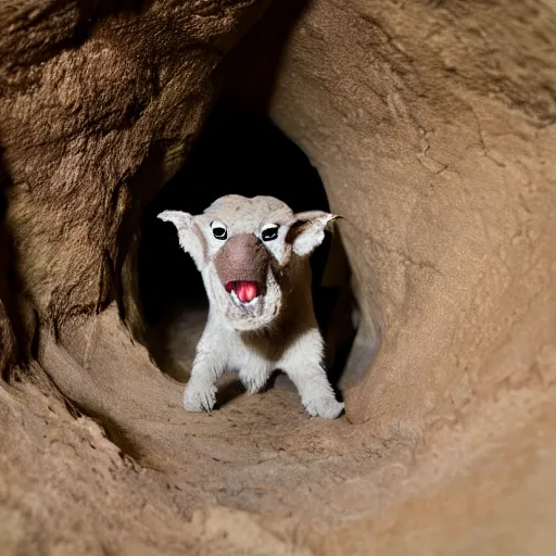 Image similar to smiling creature in a dim cave