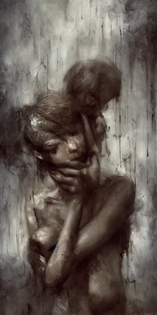 Prompt: grief is the price of love, surrealism, aesthetic, digital art, oil painting, illustration, brush strokes, detailed, by craig mullins, by guy denning, by katia chausheva