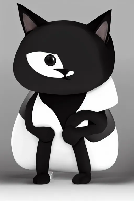 Image similar to cute anthropomorphic Of a tuxedo cat, portrait, South Park art, cg society