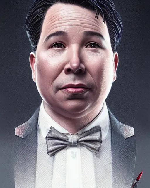 Prompt: a middle aged michael mcintyre cyborg, elegant, real life skin, intricate, high detailed, artstation, concept art, smooth, sharp focus, art by artgerm and greg rutkowski