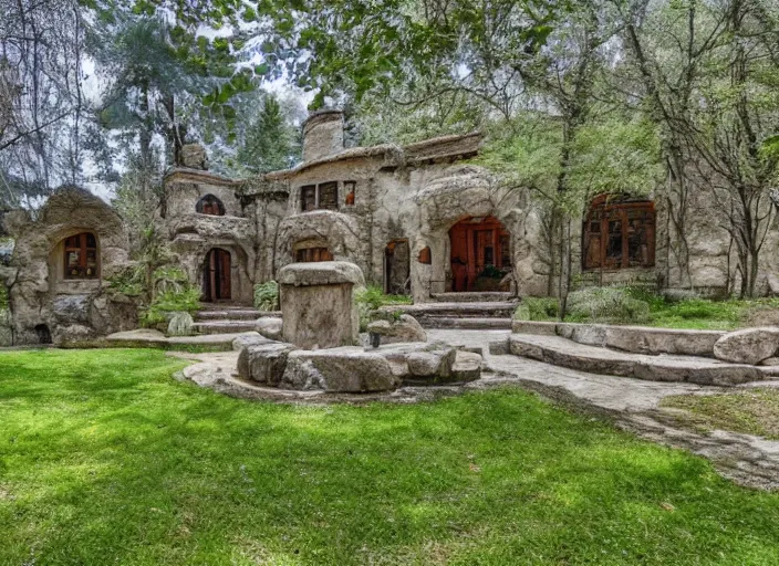 Image similar to zillow listing of an ancient fantasy home for sale