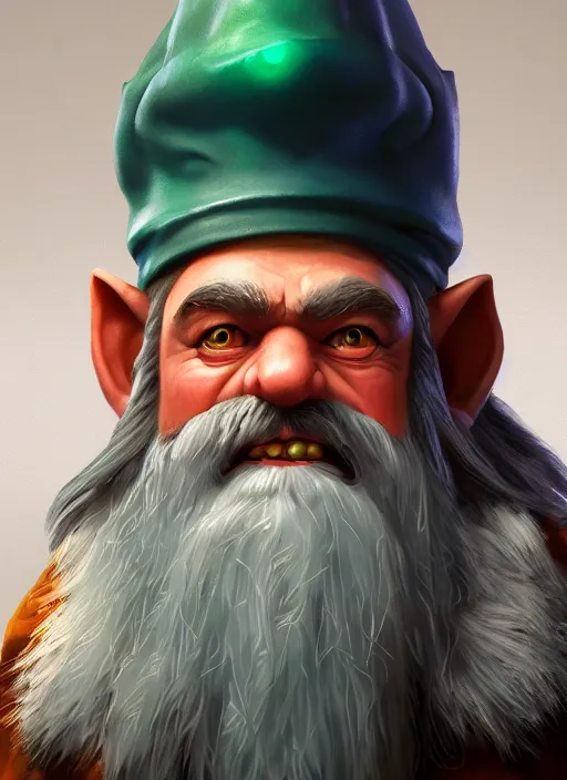 Image similar to a highly detailed and hyperrealistic airbrush painting of wow gnome mage, trending on artstation, unreal 5, daz, hyperrealistic, octane render, dungeons and dragons, world of warcraft, dynamic lighting