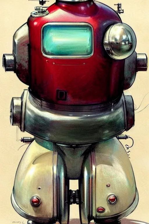 Image similar to ( ( ( ( ( 1 9 5 0 s retro future android robot fat robot mouse wagon. muted colors., ) ) ) ) ) by jean - baptiste monge,!!!!!!!!!!!!!!!!!!!!!!!!! chrome red