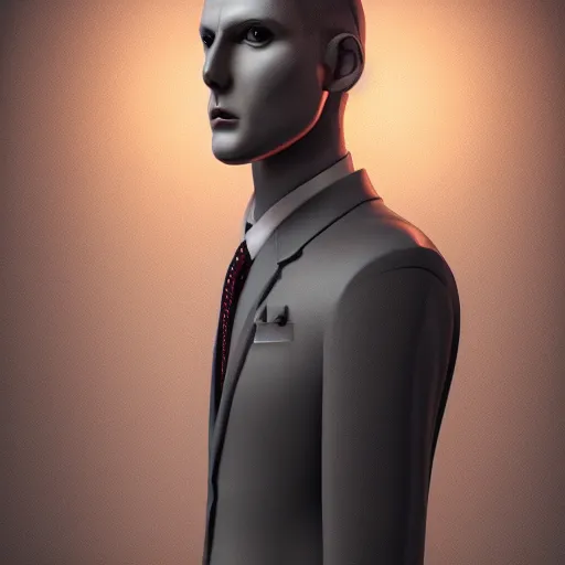 Prompt: portrait of a robot, suit and tie, wings, historic portrait, dramatic lighting, octane render