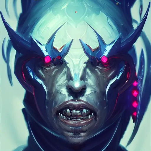 Prompt: a portrait of a demonic cybernetic king of hell, cyberpunk concept art by pete mohrbacher and wlop and artgerm and josan gonzales, digital art, highly detailed, intricate, sci-fi, sharp focus, Trending on Artstation HQ, deviantart, unreal engine 5, 4K UHD image