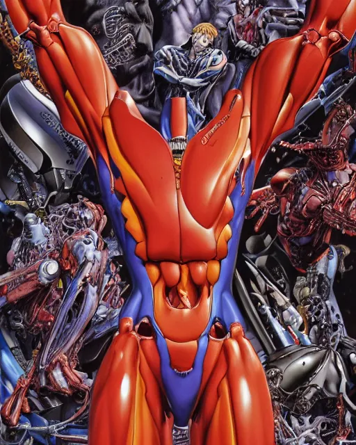 Prompt: evangelion by glenn fabry, biomechanical, 4 k, hyper detailed