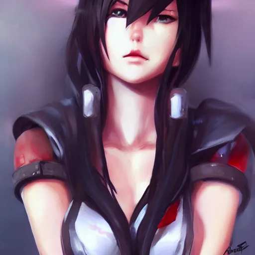 Image similar to concept art of tifa lockhart with tattoos, by WLOP, rossdraws, logan cure, BangkuART, sakimichan, yan gisuka, zeronis, Chengwei Pan, trending on artstation