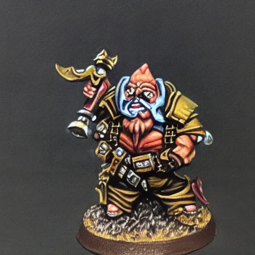 Image similar to chaos dwarf smith from warhammer fantasy : : head and torso oil painting