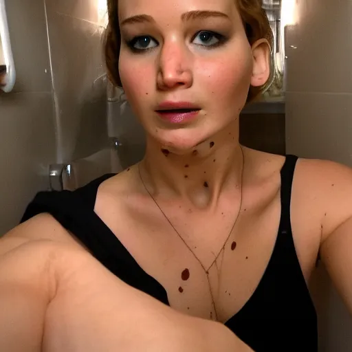 Image similar to Jennifer Lawrence bathroom selfie, 8k selfie photograph