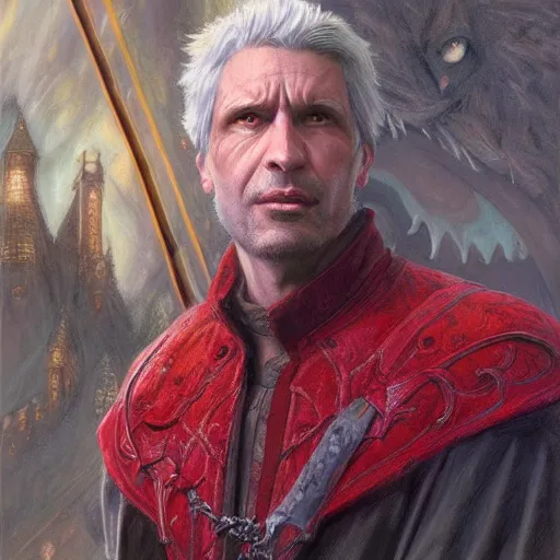 Prompt: Dante as a fantasy D&D character, portrait art by Donato Giancola and James Gurney, digital art, trending on artstation