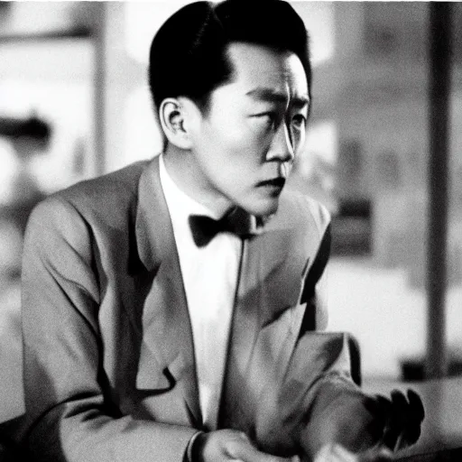Image similar to 1950s Korean thriller film noir, Shin Sang-ok, 35mm film, Cooke Varotal 20-100 T3.1