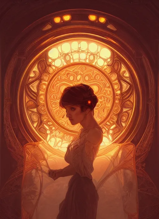 Image similar to symmetry!! portrait of fire, glowing lights!! intricate elegant, highly detailed, digital painting, artstation, concept art, smooth, sharp focus, illustration, art by artgerm and greg rutkowski and alphonse mucha