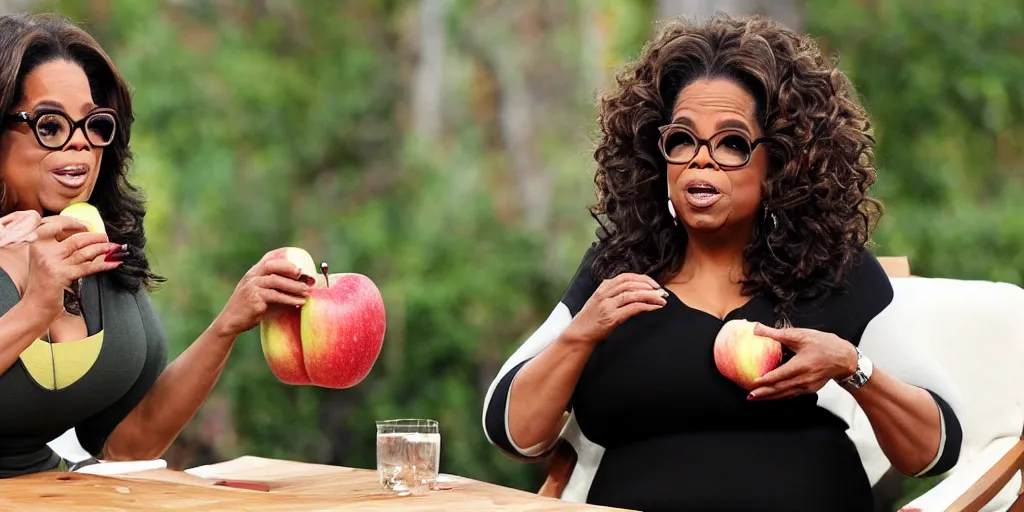 Image similar to oprah eating an apple