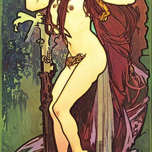 Prompt: barbarian by alphonse mucha