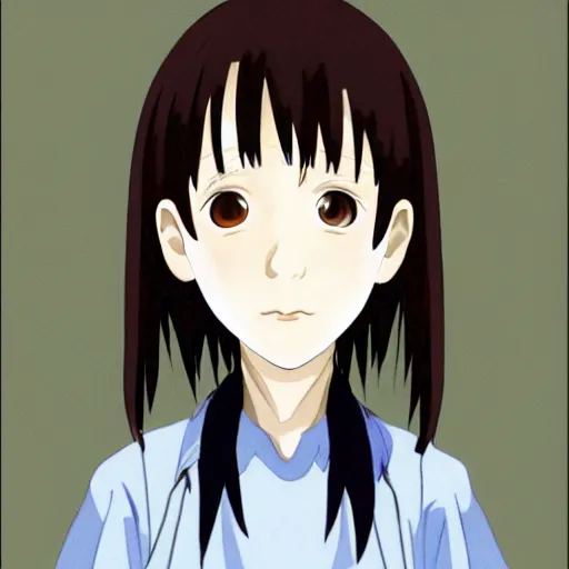 Image similar to a portrait of Lain from serial experiments: Lain Shinji Aramaki