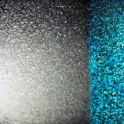 Image similar to glitter and painting mixing underwater turbulence, macro-photography, slow-motion capture