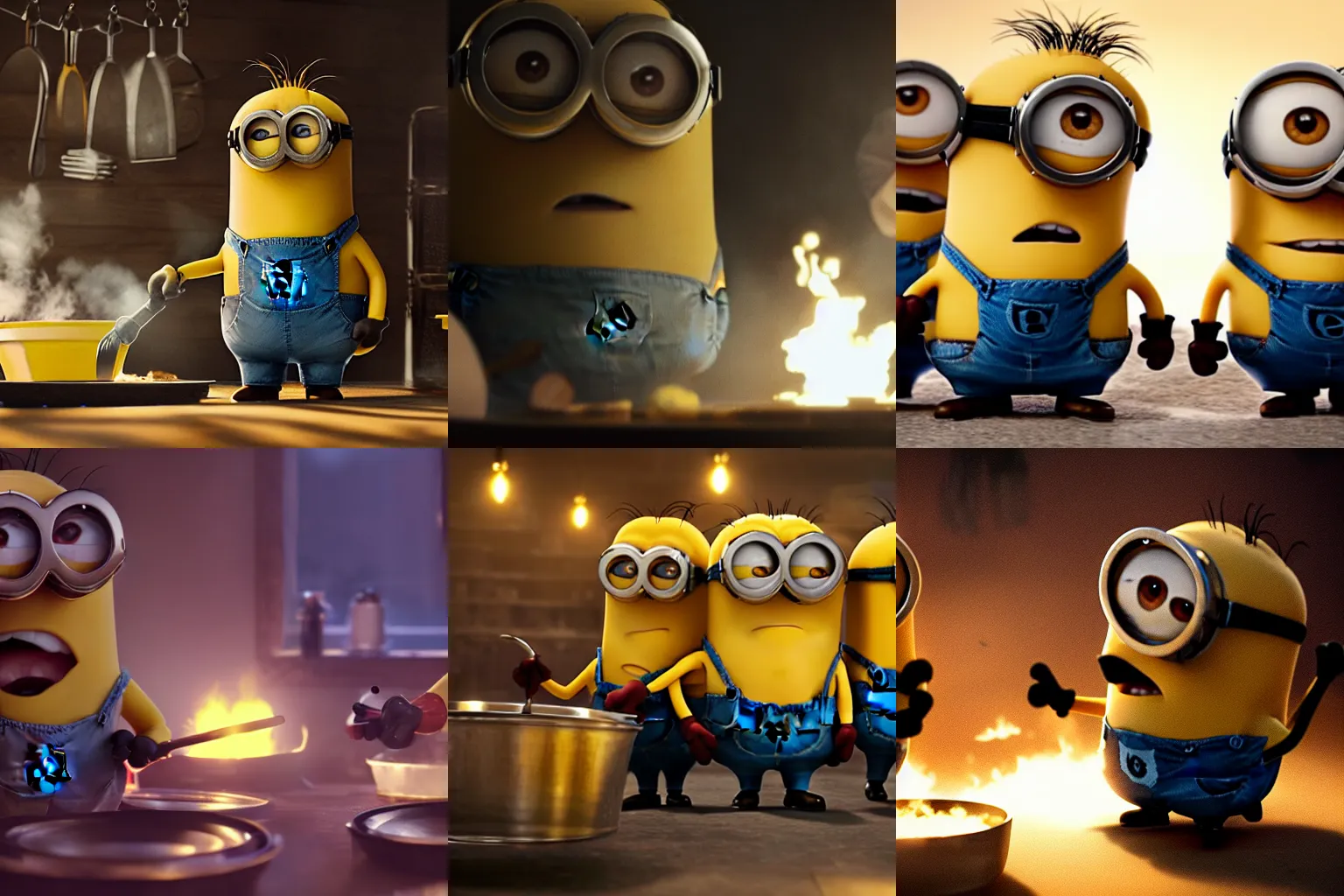 Prompt: cinematic still of minions cooking meth, HD photography, soft lighting