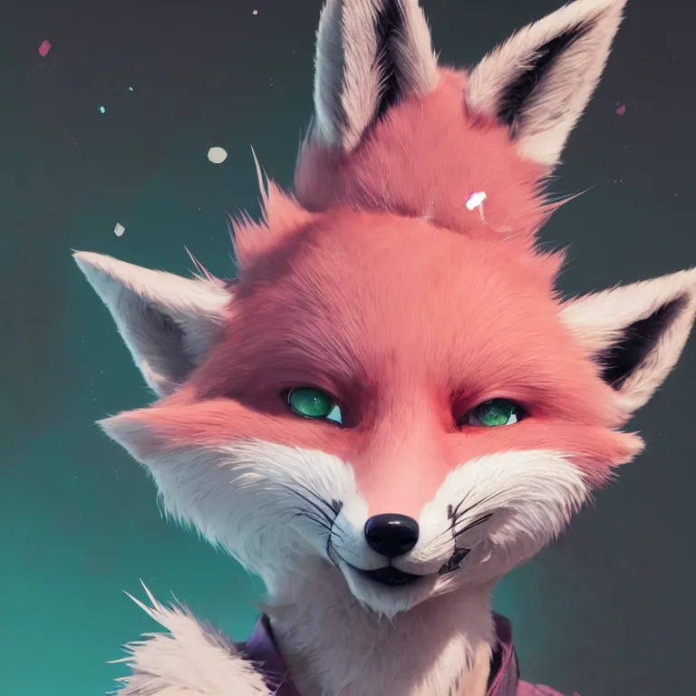 Prompt: a beautiful headshot portrait of a cute anime male fox boy with pink fur and green eyes. character design by cory loftis, fenghua zhong, ryohei hase, ismail inceoglu and ruan jia. artstation, volumetric light, detailed, photorealistic, fantasy, rendered in octane