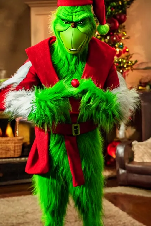 Prompt: The Grinch wearing Ironman's armor