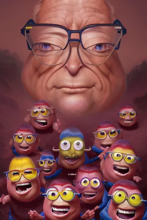 Image similar to bill gates face bill gates as the california raisins, hyper detailed, digital art, artstation, cinematic lighting, studio quality, smooth render, by peter mohrbacher, hajime sorayama, wayne barlowe, boris vallejo, aaron horkey, gaston bussiere, craig mullins