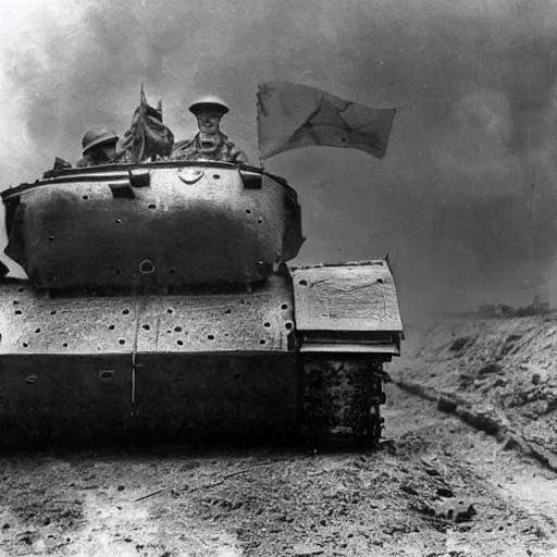 Prompt: A7V German World war 1 tank.