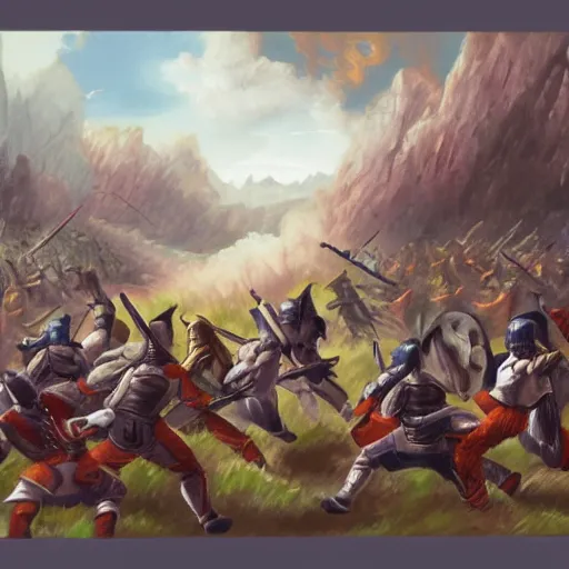 Prompt: battle scene in the style of scrawlzy
