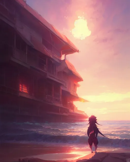 Image similar to huntington beach anime, details, sharp focus, illustration, by jordan grimmer and greg rutkowski, trending artstation, pixiv, digital art